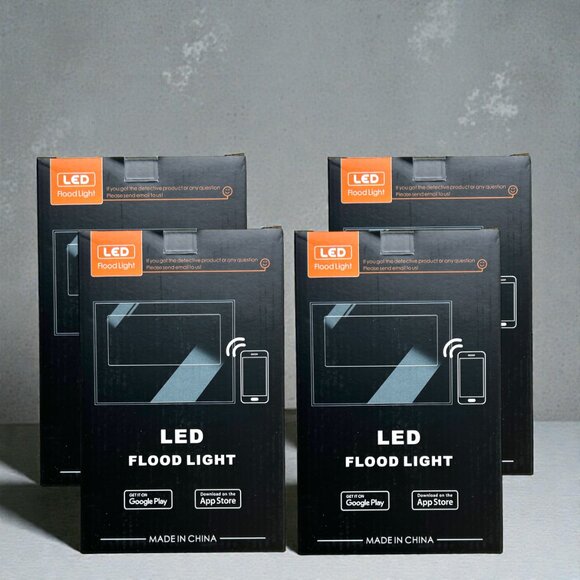 4x LED Flood Lights RGB Color Changing 300W Equivalent Outdoor, 30W Bluetooth - Picture 1 of 8